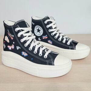 Converse Chuck Taylor All Star Move Platform Canvas High Butterfly Sneakers 7.5